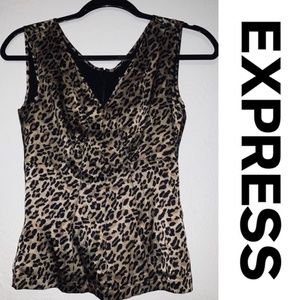 Women’s Size 2 Express Leopard Print Peplum Blouse
